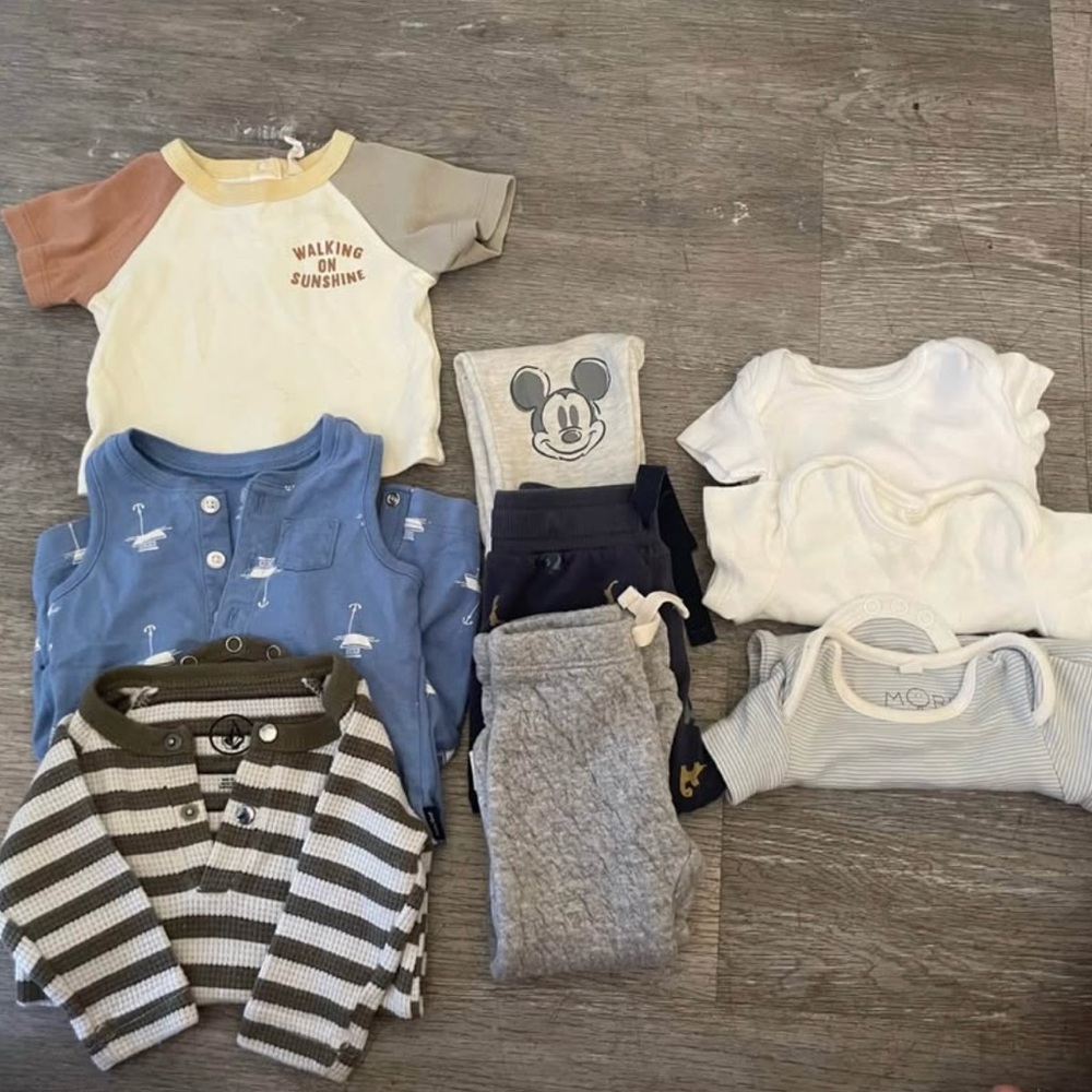 Volcom Kids Bodysuit Set - Cream, Blue, Gray